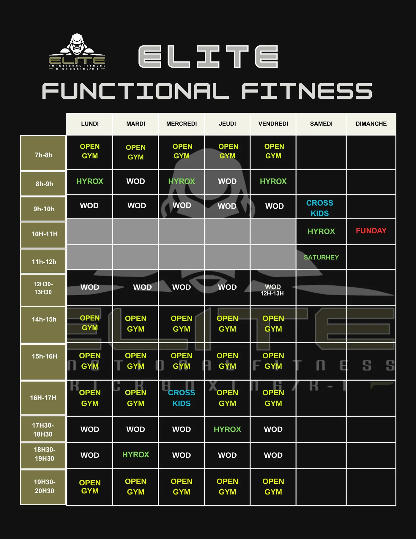 Affiche ELITE : Planning functional